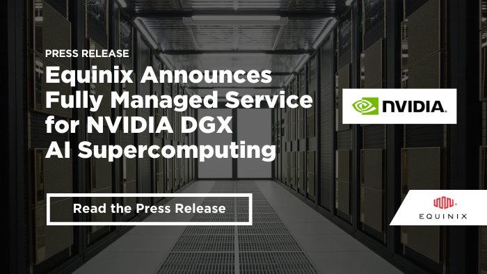 Equinix's tweet photo. Today, #Equinix announced a fully managed private cloud service that enables enterprises worldwide to acquire and manage their own @nvidia DGX AI supercomputing infrastructure for building and running custom generative AI models. Learn more. https://t.co/Le9DSp55l8 https://t.co/N26gPpFB1C