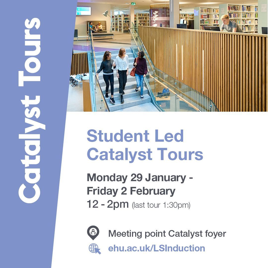 If your new students were unable to join us for a Catalyst tour recently then don't worry as they're running again all next week. Find out all about the fantastic support and facilities from the teams who live here!
