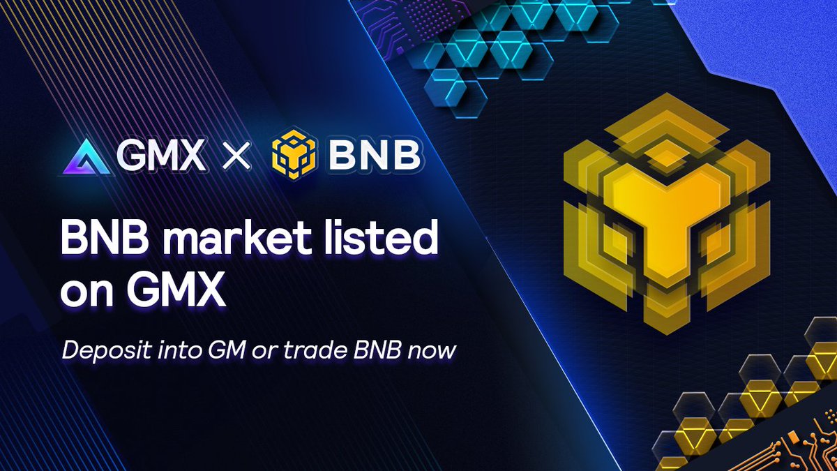 GMX is excited to announce the launch of a BNB market on Arbitrum GMXv2, supported by a bridged wBNB token utilizing <a href="/LayerZero_Labs/">LayerZero Labs</a> technology.

The GMX Grants Committee has confirmed that 100,000 ARB of incentives will go to early LP's in the GM(BNB) pool until March.

1/3