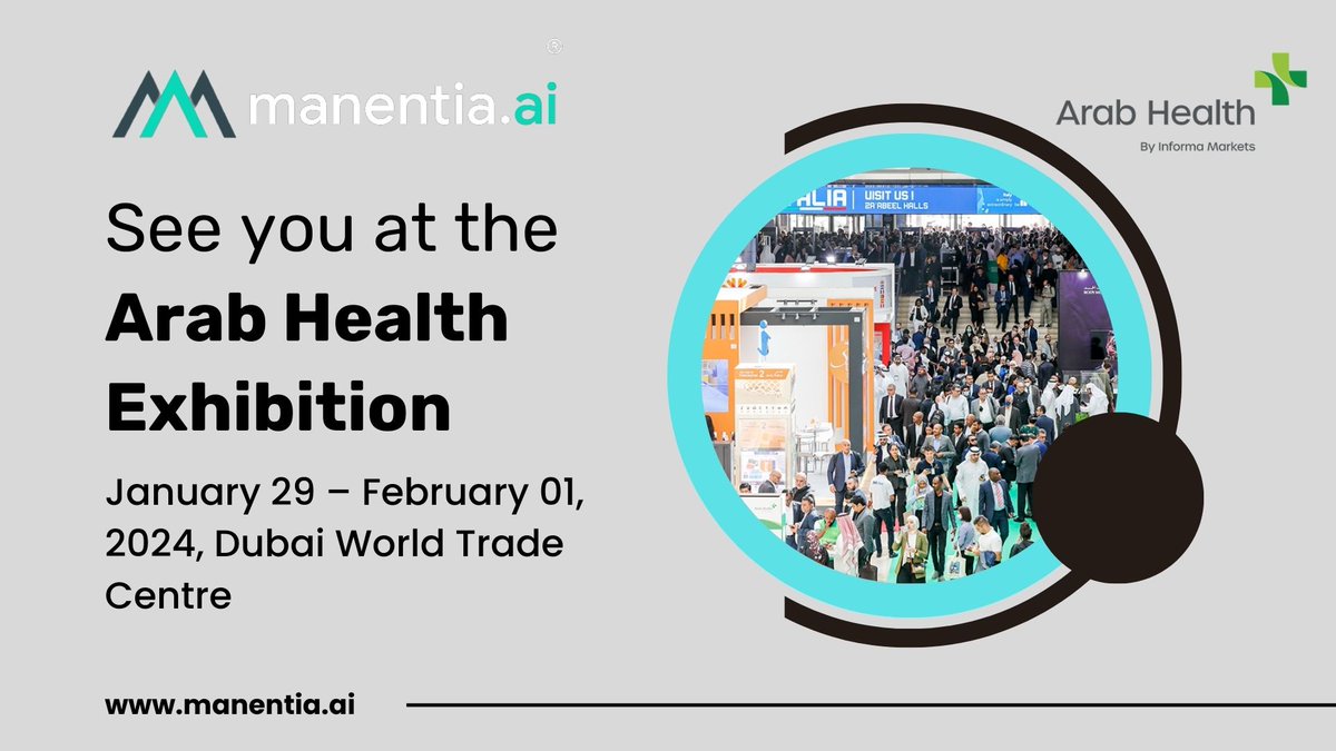 Thrilled to attend the Arab Health Exhibition on Jan 29 – Feb 01. Look forward to meeting peers who are on a similar mission to improve healthcare delivery and shape the future of healthcare.  
For pre-bookings, reach out at manentia@manentia.ai 
@Arab_Health #radiology #ai