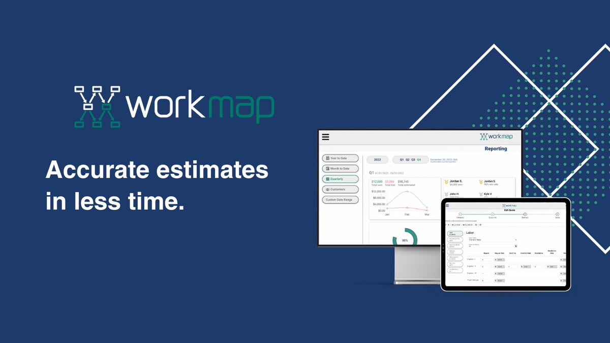 WorkMapApp's tweet photo. With Work Map, you can customize your rates for labor, materials, equipment, and adjust your markup. No matter how big or small the project, Work Map has the flexibility you need to get accurate estimates. https://t.co/vYjpsscZtb

#EstimatingSoftware #CostManagement #Estimator https://t.co/sYbR6leqJS