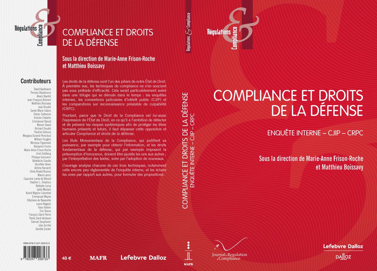 mboissavy's tweet photo. Le livre #Compliance et #Droitsdeladéfense sortira le 29 février en librairie @mafrisonroche @Dalloz @Compliance_Tech #Avocats #Magistrats #ComplianceOfficer #Juristesdentreprise #EnquêteInterne #CRPC #CJIP https://t.co/NeAdNUo00O