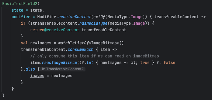 receiveContent modifier is a new experimental API coming your way in foundation module in the upcoming 1.7. alpha releases.
