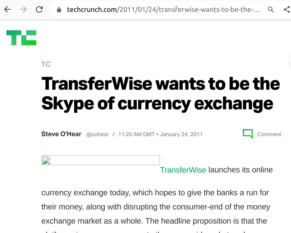 Today 13 years ago this small post on Techcrunch launched @Wise. Little did we know that this will save £1.6 *billion* for people and businesses in cross-border transfer fees in '23. Fees that most people didn't know they're paying to their banks. Our first team member joined…