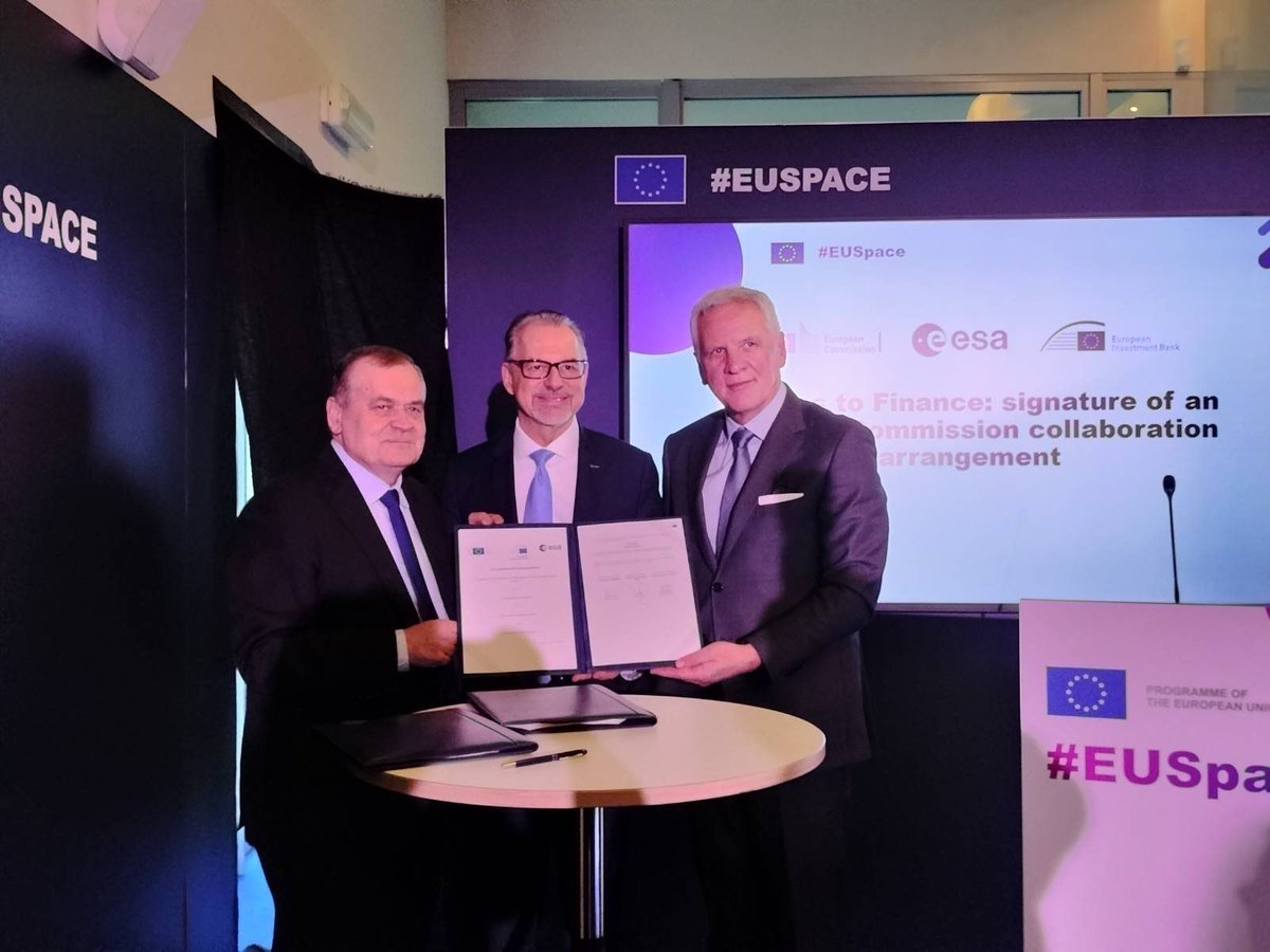 At @defis_eu we are committed to supporting our industrial ecosystem to grow, innovate, and capture new 🌍 markets. With the newly signed ✍️ collaboration agreement between @EIB & @esa to improve access to debt funding for space companies, we deliver on this commitment #EUSpace
