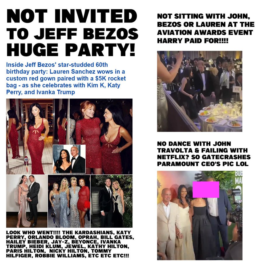 likingitlots's tweet photo. @LandonJames84 @Gbear50Mac Way more wealth and influential contacts at the Bezos party.  Haz and Megsy must have been crying into their rum punch cocktails. 🍹 https://t.co/fIsBEMnrOP