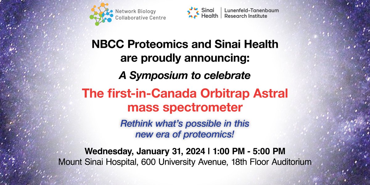 One week left to register for a symposium on Astral Orbitrap – the top mass spectrometer for quantitative proteomics analyses – and learn how it can propel your research! Featuring world-leading experts @jespervolsen & @mjmaccoss Register 👇 eventbrite.ca/e/celebrating-…