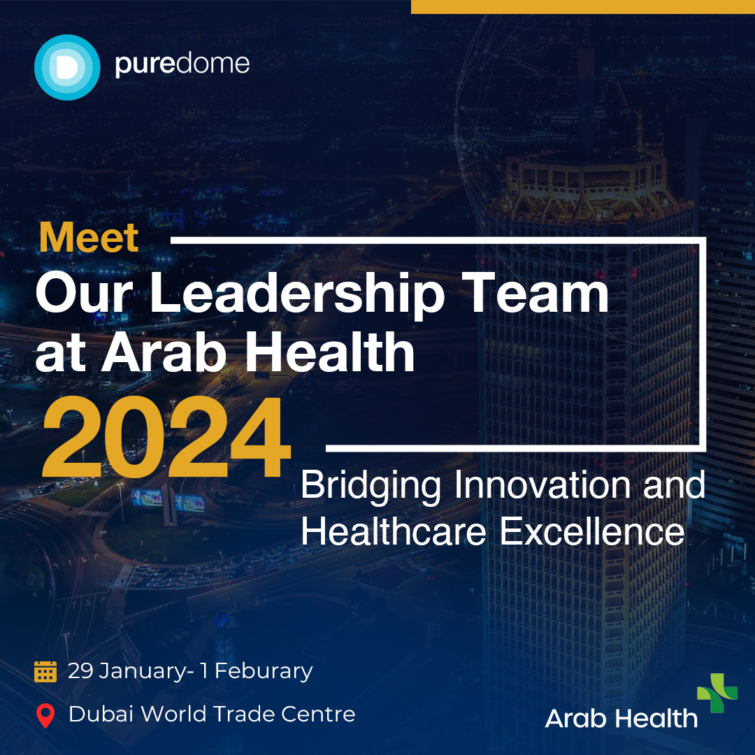 Some Exciting News 📢
PureDome will be participating in the Arab Health Exhibition 2024. Mark your calendars. 🗓
Meet our Leadership Team From 29th January to 1st February at Dubai World Trade Center. 🚀

#ArabHealth2024 #CyberSecurity #healthcaresecurity
