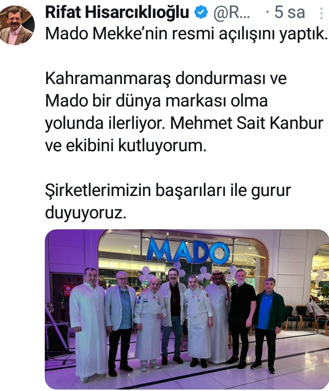 Sayın başkanım sizin ve ekibinizin gayretlerinizi ve özverinizi takdir ediyor, MADO dondurmayı tebrik ediyor, ülkemize böyle güzel hizmetlerinizin devamını diliyorum. Saygılarımla <a href="/RHisarciklioglu/">Rifat Hisarcıklıoğlu</a>