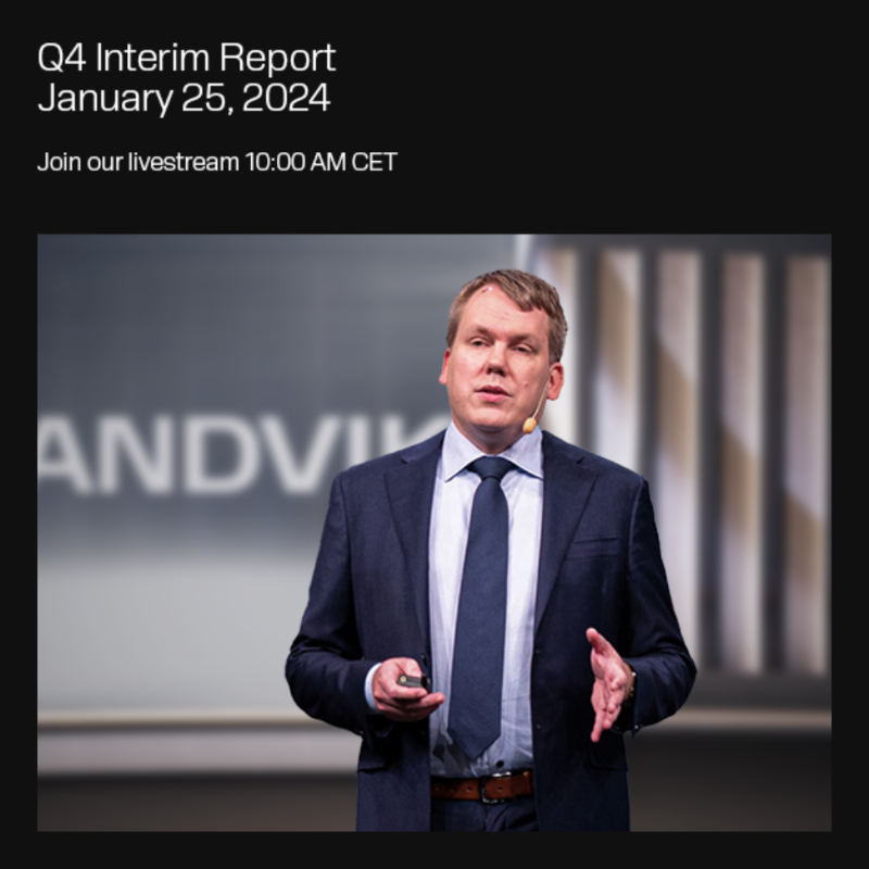 SandvikGroup's tweet photo. Our Q4 2023 Interim Report is now available for download,
join the live stream at 10.00 AM CET.