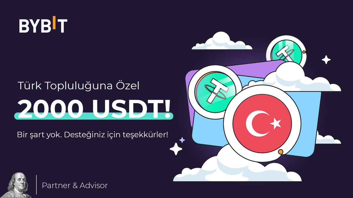 $2000 Büyük Etkinlik 🇹🇷 Sadece Bybit Türk topluluğuna özel Bir şartımız yok. Seçebilmemiz için RT veya yorum yaparak kendinizi belli etmeniz yeterli. Kazananlar çok yakında!❤️