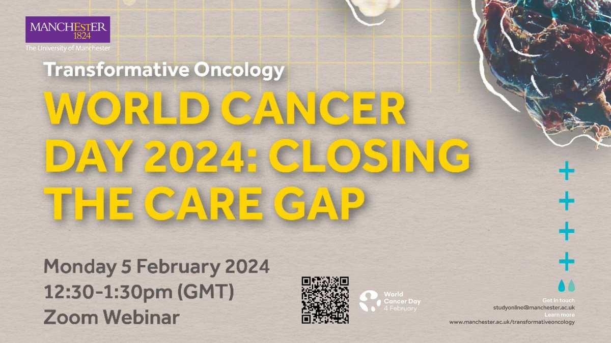 ⭐️ World Cancer Day 2024 ⭐️ This World Cancer Day hear our expert panel on how research & study is working towards closing the gap in cancer care through Early Detection & Precision Medicine. 📅 5th February '24 ⏰ 12:30-1:30pm 🔗 zoom.us/webinar/regist… #CloseTheCareGap