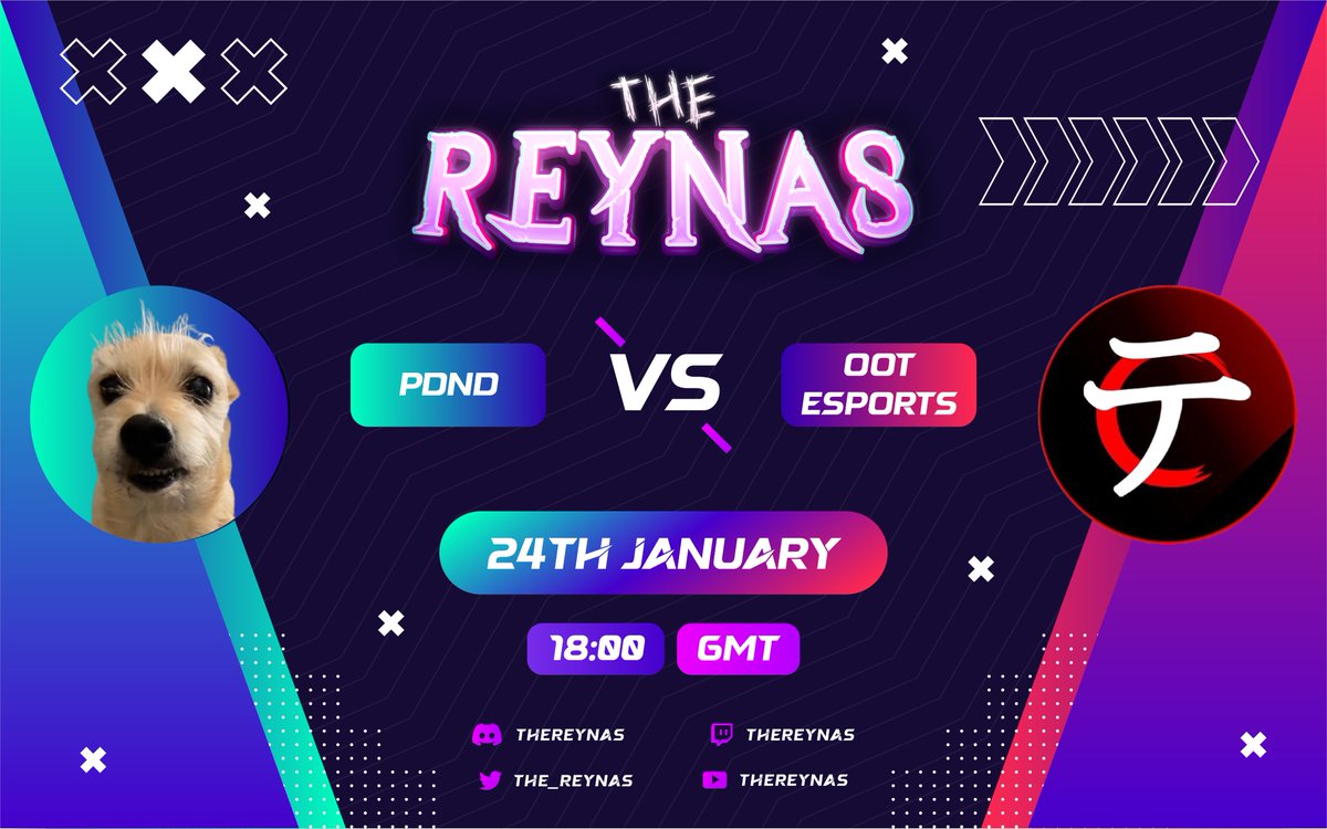 The_Reynas's tweet photo. THE THIRD DAY OF THE QUARTER FINALS BEGINS!
*7PM GMT* - #PDND vs @ootesports
Whoever wins here will catch themselves in the Semi Finals👀
Live on https://t.co/fmhMa5tlcP
#esports #thereynas #tournament #valorant