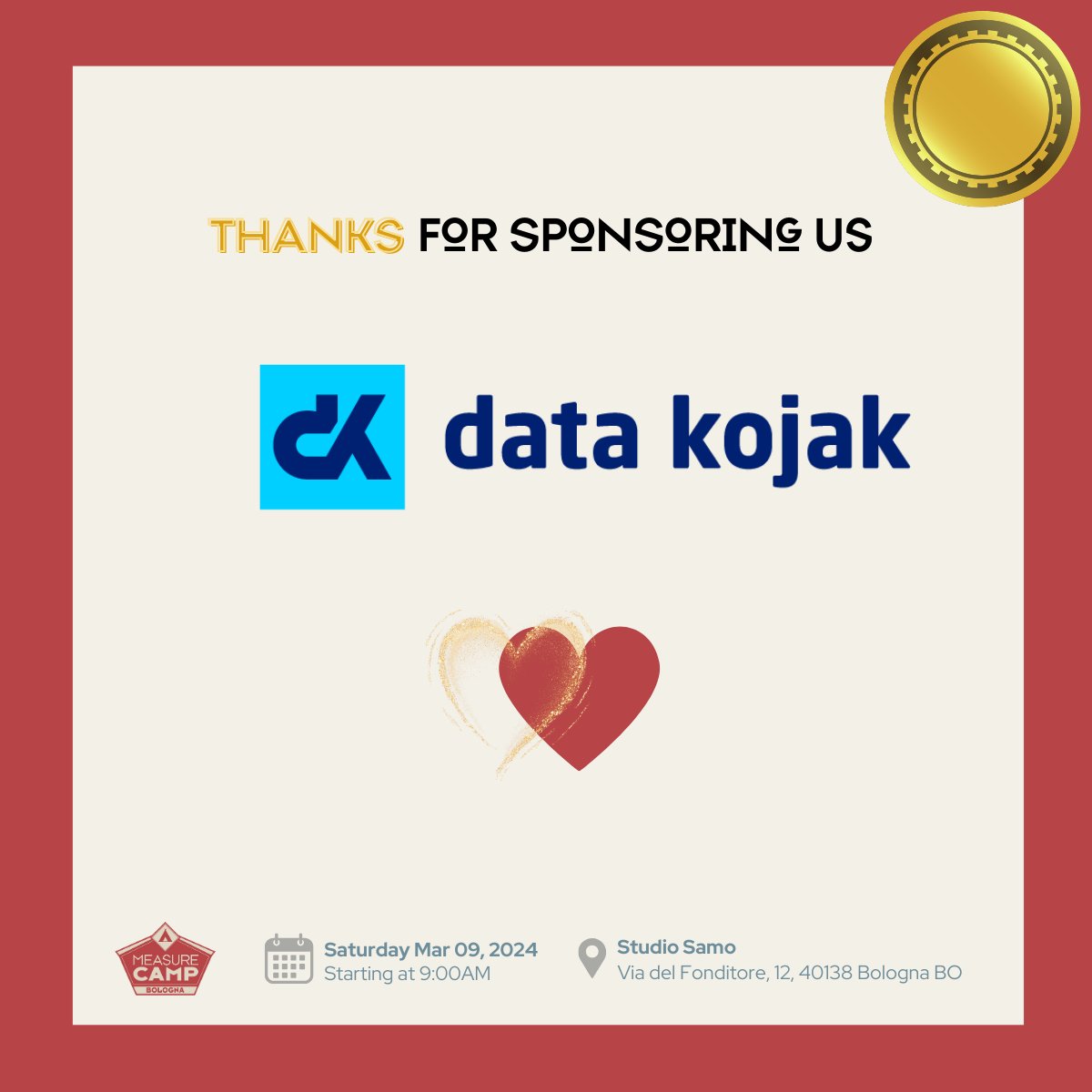 Measurecamp Italy (@measurecampit) on Twitter photo Welcoming our third dazzling gold sponsor: <a href="/DataKojak/">data kojak</a>, a tool by Webranking . π Data Kojak ensures top-notch online tracking management and automated control, minimizing errors and analysis time through simulated user behavior.  β¨ #MeasureCamp #MeasureCampItaly #Sponsor Welcoming our third dazzling gold sponsor: <a href="/DataKojak/">data kojak</a>, a tool by Webranking . π Data Kojak ensures top-notch online tracking management and automated control, minimizing errors and analysis time through simulated user behavior.  β¨ #MeasureCamp #MeasureCampItaly #Sponsor