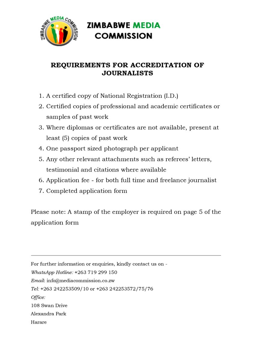 ✨Start your year by securing your media accreditation for 2024!
First-time media practitioners, check out the requirements below🔽🔽
Remember, the accreditation fee is US$20.
#MediaAccreditation