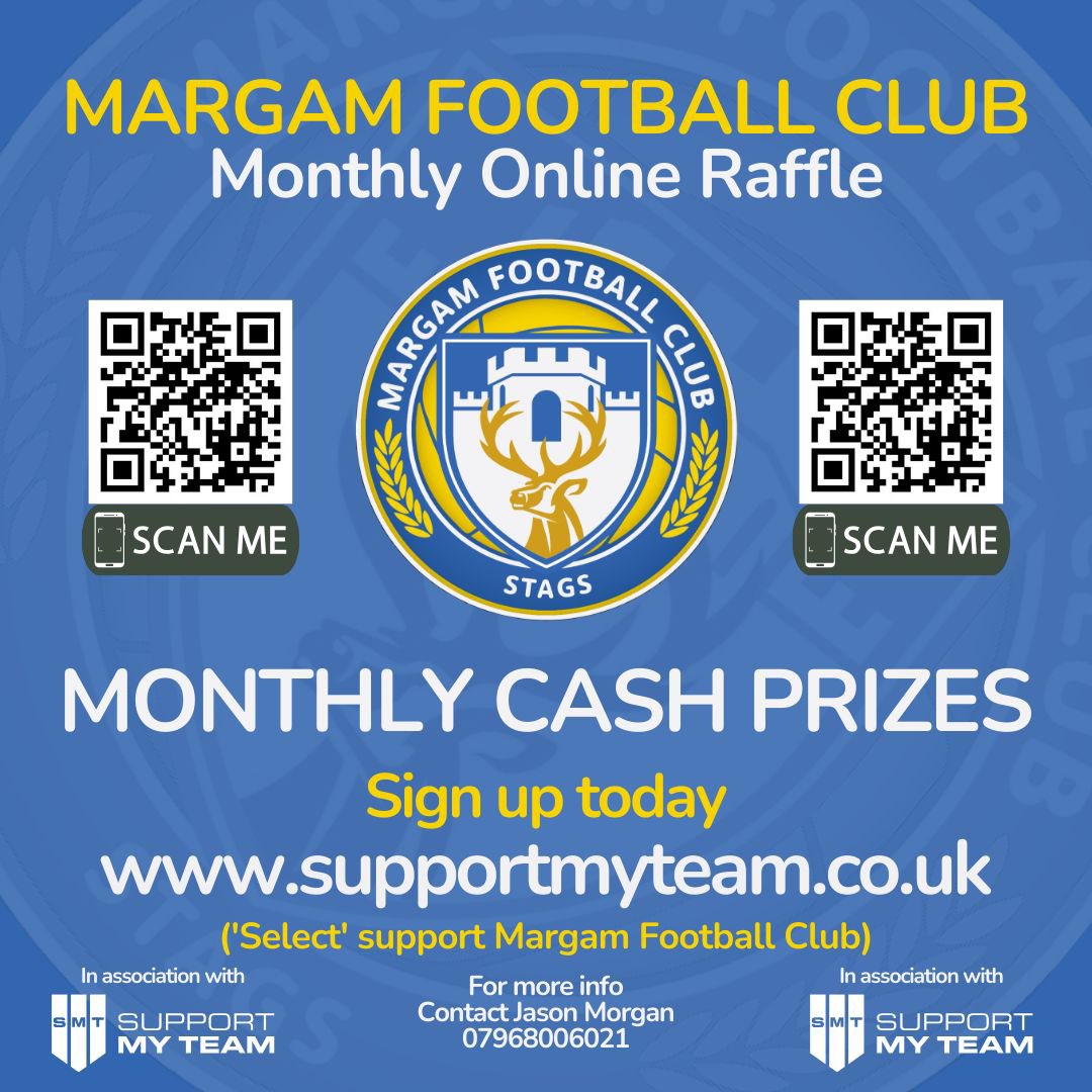 FcMargam's tweet photo. 𝐌𝐀𝐑𝐆𝐀𝐌 𝐅𝐂 𝐌𝐎𝐍𝐓𝐇𝐋𝐘 𝐑𝐀𝐅𝐅𝐋𝐄 💷

The new Margam FC monthly raffle has arrived!

A minimum of £5 a month to enter and minimum cash prize of £150!

More info and link below

https://t.co/cpzJ130VxA

⬇️⬇️⬇️ https://t.co/KI1xN3s6Gq
