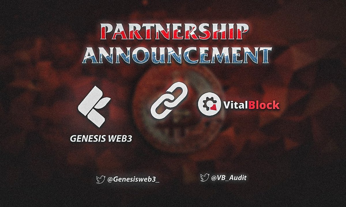 GenesisWeb3 (@genesisweb3_) on Twitter photo 🚀 Exciting Partnership Announcement! 🚀
Thrilled to reveal our collaboration with <a href="/VB_Audit/">Vital Block 🛡️ Security</a>, the experts in Web3 Smart Contract Auditing! Together with Genesisweb3, we're fortifying security and paving the way for safer #Web3 experiences. 🛡💻
#Genesisweb3 #CryptoSecurity 🚀 Exciting Partnership Announcement! 🚀
Thrilled to reveal our collaboration with <a href="/VB_Audit/">Vital Block 🛡️ Security</a>, the experts in Web3 Smart Contract Auditing! Together with Genesisweb3, we're fortifying security and paving the way for safer #Web3 experiences. 🛡💻
#Genesisweb3 #CryptoSecurity