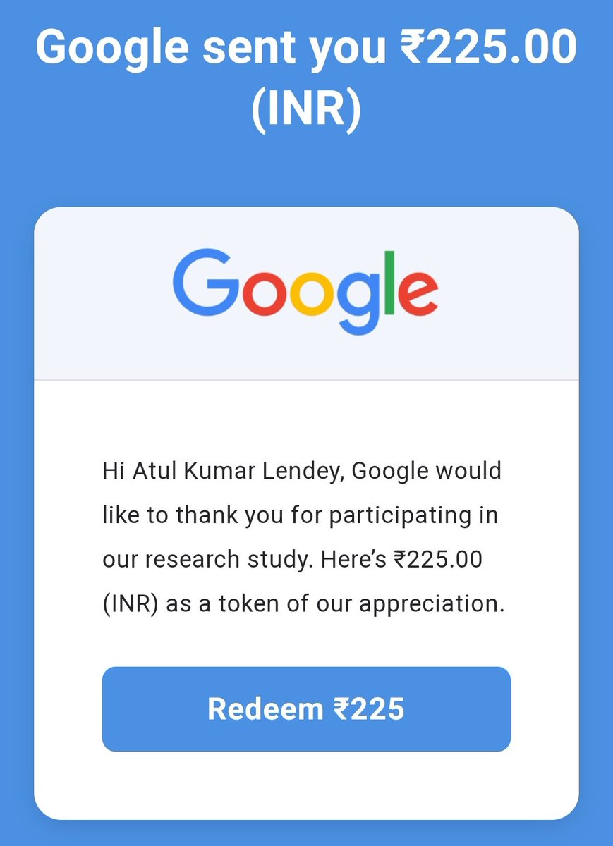 Atulbazaar's tweet photo. Thanks Google 🙌
#GoogleReward https://t.co/R7mYN4WQql