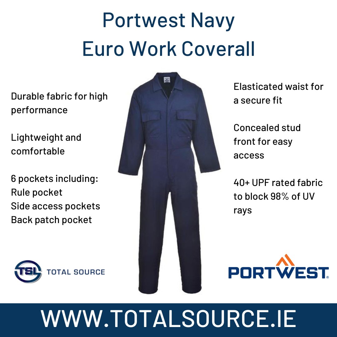 TotalSourceLtd's tweet photo. Our featured product of the week is the Portwest Work Coverall.

Get yours at https://t.co/Am6TWE5dZS

#workwear #portwest #overalls #workwearstyle #totalsource https://t.co/Ttw6GAXPJC