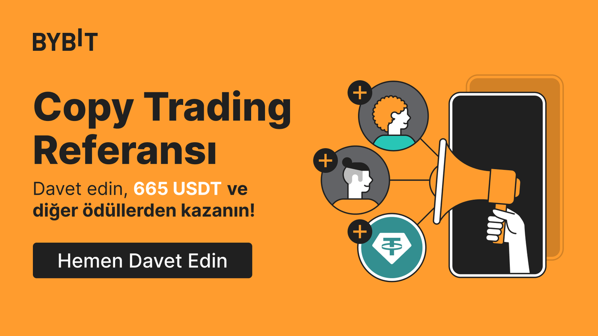 BybitTurkiye's tweet photo. ✨ Copy Trading Referansıyla 666 USDT Kazanın!

🎁 Arkadaşlarınızı size özel referans kodunuz veya linkiniz ile önce Bybit'e kayıt olmaya, sonra da Copy Trading'i kullanmaya davet edin, hem siz kazanın hem arkadaşınız! 

Detaylı Bilgi 👇
https://t.co/JWJi5ubtlj https://t.co/lRkGxwyISm