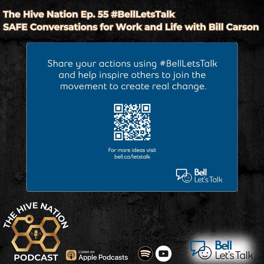 TheHiveNet01's tweet image. The Hive Nation Ep. 55 #bellletstalk 
SAFE Conversations for Work and Life with Bill Carson

Full episode now available on all platforms #BellLetsTalkDay

youtu.be/qVzlzER7iXA 
thehivenationpodcast.captivate.fm/listen