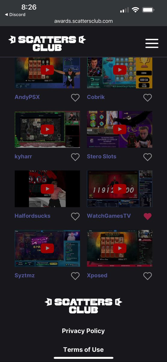 Knappkins21's tweet photo. @WatchGamesTV @ScattersClub I voted for all three for you but here is a snap of one vote https://t.co/pqF8yNSO37
