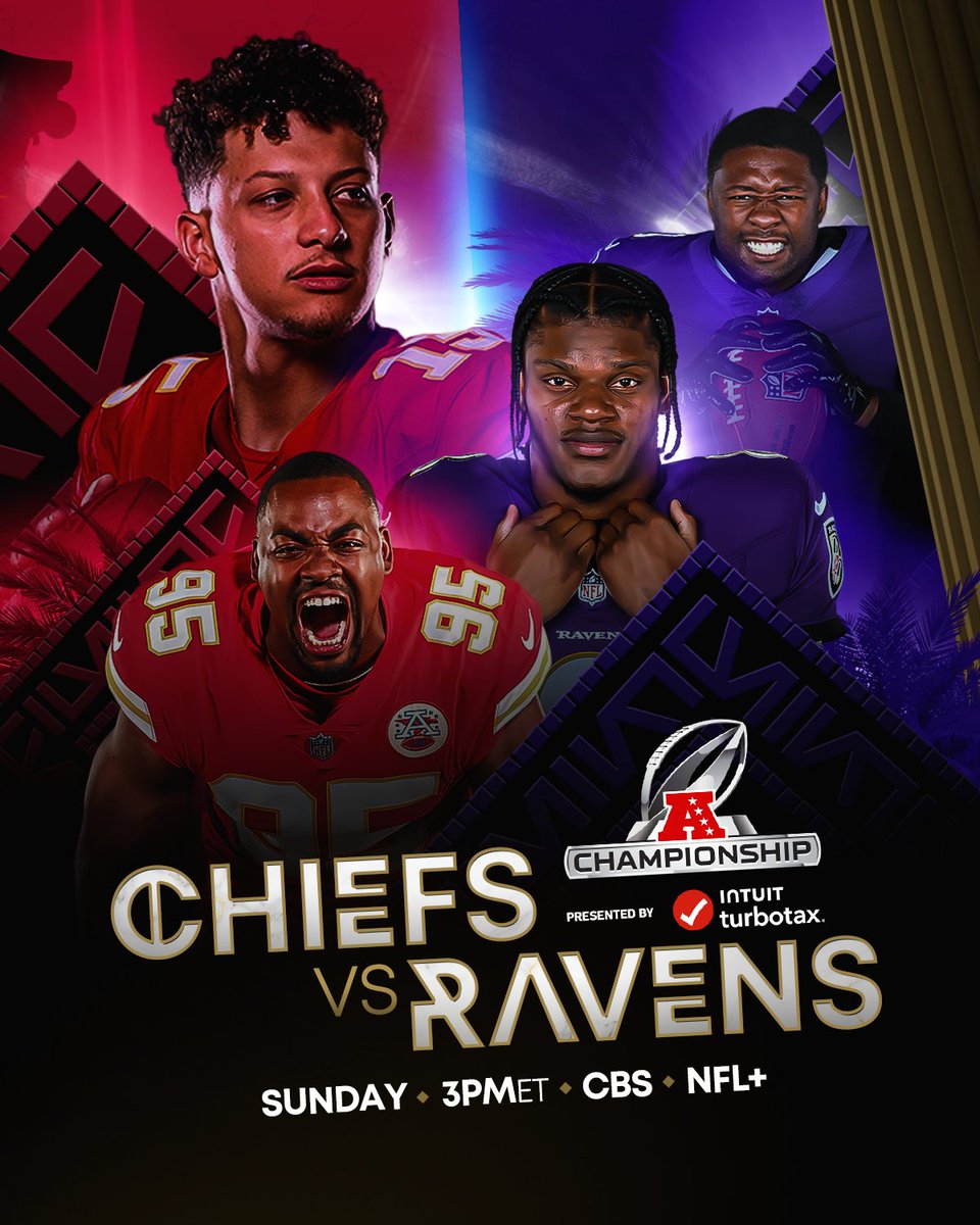 #ChiefsKingdom or #RavensFlock? Who's going to #SBLVIII? 📺: #KCvsBAL - Sunday 3pm ET on CBS 📱: Stream on #NFLPlus