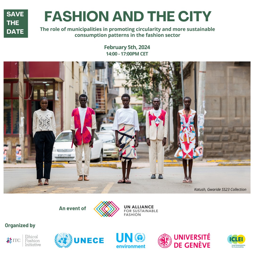 👗♻️🏙️Fashion And The City: The role of municipalities in promoting circularity and sustainable consumption - Join us on Friday 5th - 2 to 5pm CET. Register here: tinyurl.com/52cdk7vt Event of UN Alliance, organised by @_ethicalfashion, @UNECE, @UNEP, @ICLEI and @unige_en