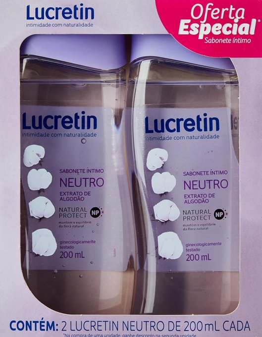 Lucretin Neutro – Kit Sabonete Líquido Íntimo, 200Ml, 2 Unidades