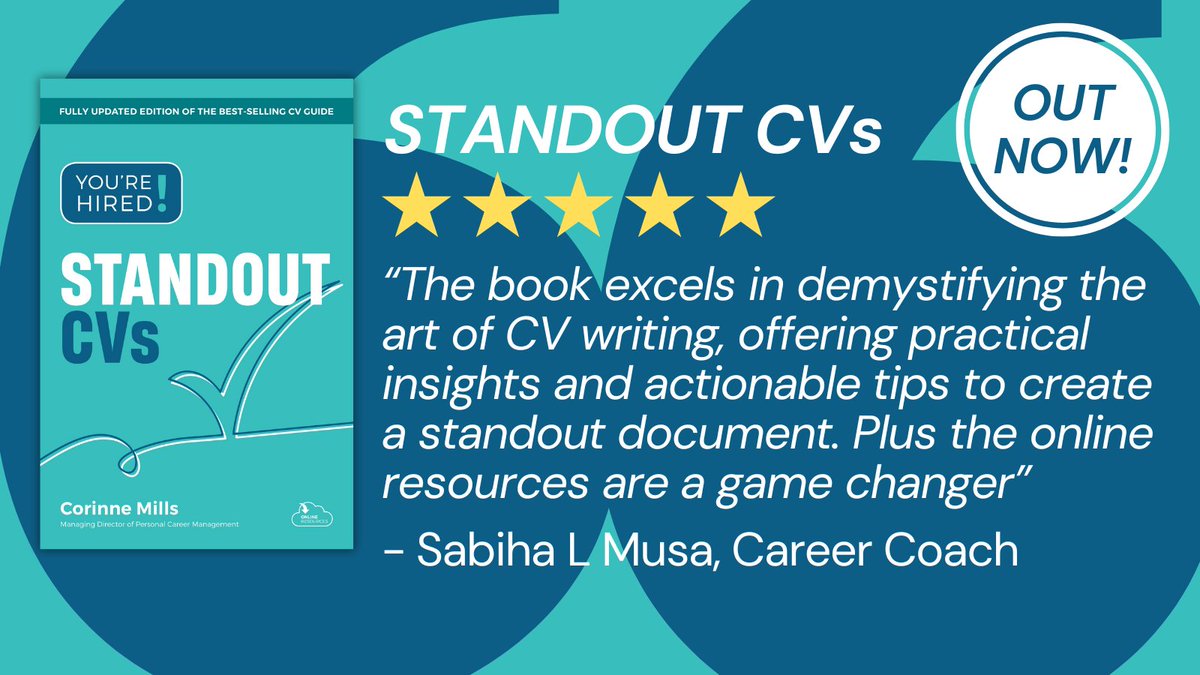 Create a successful CV with Standout CVs!🌟'The book excels in demystifying the art of CV writing.' Dive into this essential CV guide for practical advice and tips that will set you apart in your #jobsearch: amazon.co.uk/Youre-Hired-St…

#StandoutCV @changecareer @corinnemills