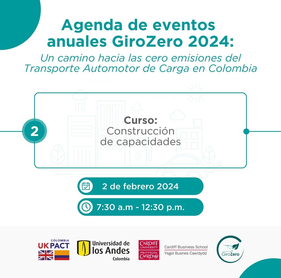 GiroZeroNetwork's tweet photo. 📣Te invitamos a conversar sobre los avances y perspectivas futuras del camino hacia las cero emisiones del transporte de carga en Colombia🚚. Únete a nuestros eventos anuales el 1,2 y 6 de febrero. Más info aquí: https://t.co/1wXdTKyfR8 https://t.co/AiCpR6SEBE