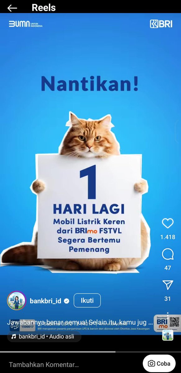 Sentana00's tweet image. Gak salah lagii nihhh, ayokk banyakin transaksi biar kesempatan dapat hadiah mobil listrik
#BRImoSerbaBisa