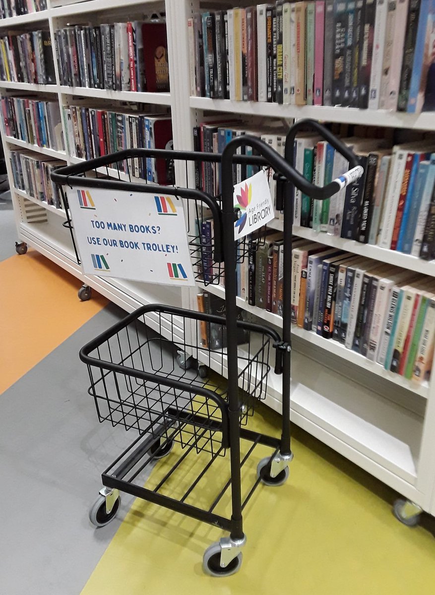 Did you know that you can lighten your load while browsing our shelves with our handy book trolleys? - Well done to Coolock Library on a wonderful Age Friendly initiative. #CoolockLibrary #DublinCityLibraries #agefriendlylibraries