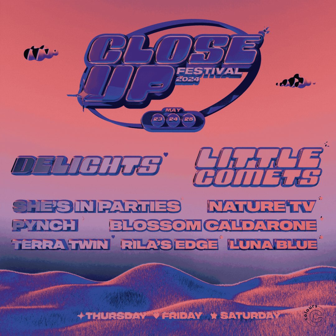🚨 CLOSE UP FESTIVAL 🚨 With over 14+ artists, DJ's, pop-up bars & more across a sunny May weekend in the capital, Close Up Festival is one of the most exciting, affordable festivals in the UK! The first wave of artists includes @delightsband_, @littlecomets, @shesinparties__…
