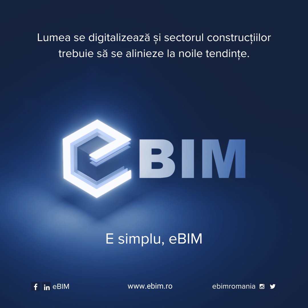 Astăzi lansăm platforma eBIM!
Prin platforma eBIM ne propunem să oferim cunoștințe esențiale pentru fundamentarea noțiunilor modelării informației construcției (BIM) în România. 
#BIMRomania #eBIM #BIM