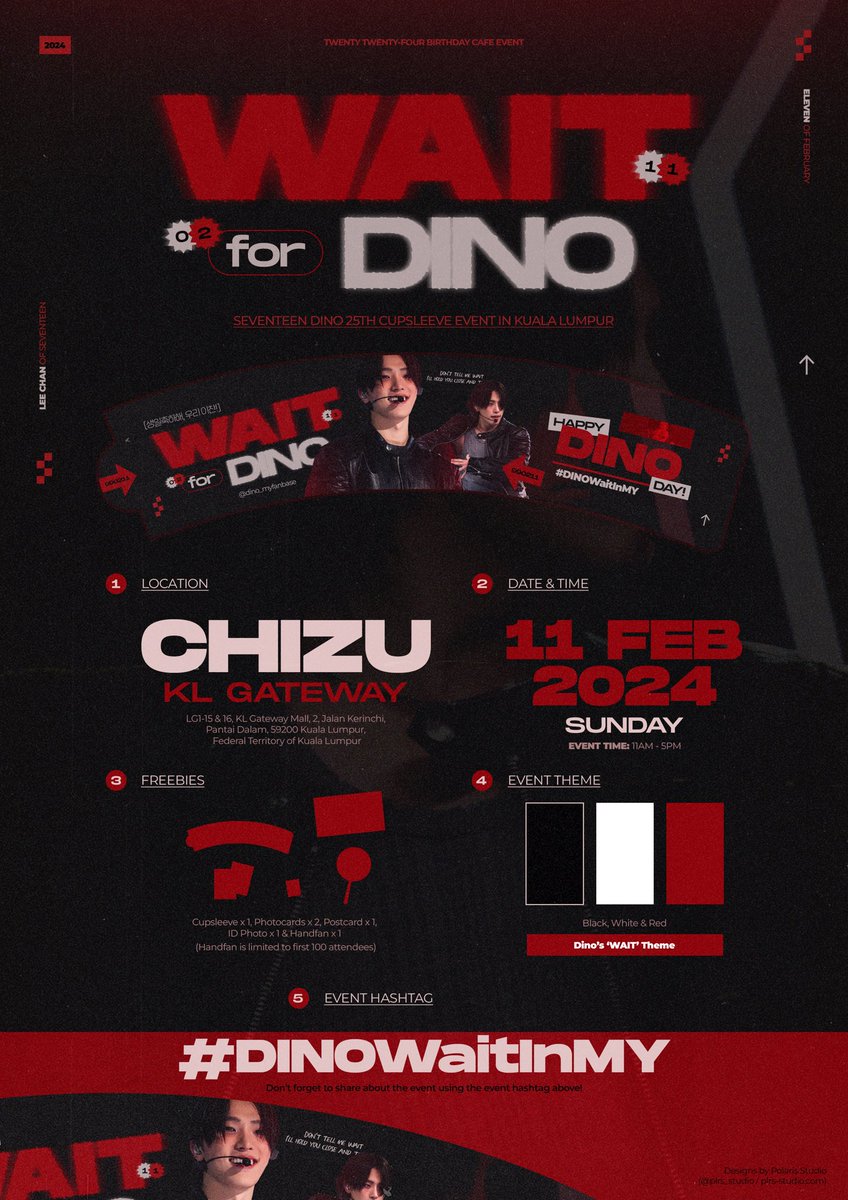 dino_myfanbase's tweet photo. *ੈ✩‧₊˚ 𝐖𝐚𝐢𝐭 𝐅𝐨𝐫 𝐃𝐢𝐧𝐨 *ੈ✩‧₊˚ 
세븐틴 디노 2024 𝘣𝘪𝘳𝘵𝘩𝘥𝘢𝘺 𝘦𝘷𝘦𝘯𝘵 

'생일 축하해, 우리 이찬!'

📍Chizu KL Gateway, KL
📆 11.02.2024, Sunday
⏰ 11am-5pm

#DINOWaitInMY #WaitForDINO
#DINO #디노 #세븐틴
@pledis_17 https://t.co/sFZof3RP4G