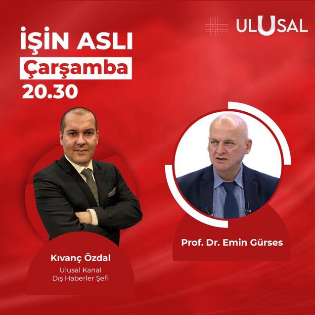 Platform Üyemiz, Prof. Dr. Emin GÜRSES bu akşam 20:30’ da Ulusal Kanal’ da gündeme ilişkin açıklamalarda bulunacaktır.
