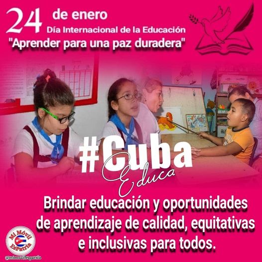 Los cubanos gozan del #DerechoALaEducación gratuita, asequible y de calidad para la formación integral, desde la primera infancia hasta la enseñanza universitaria de postgrado. #CubaEduca #CubaPorLaVida