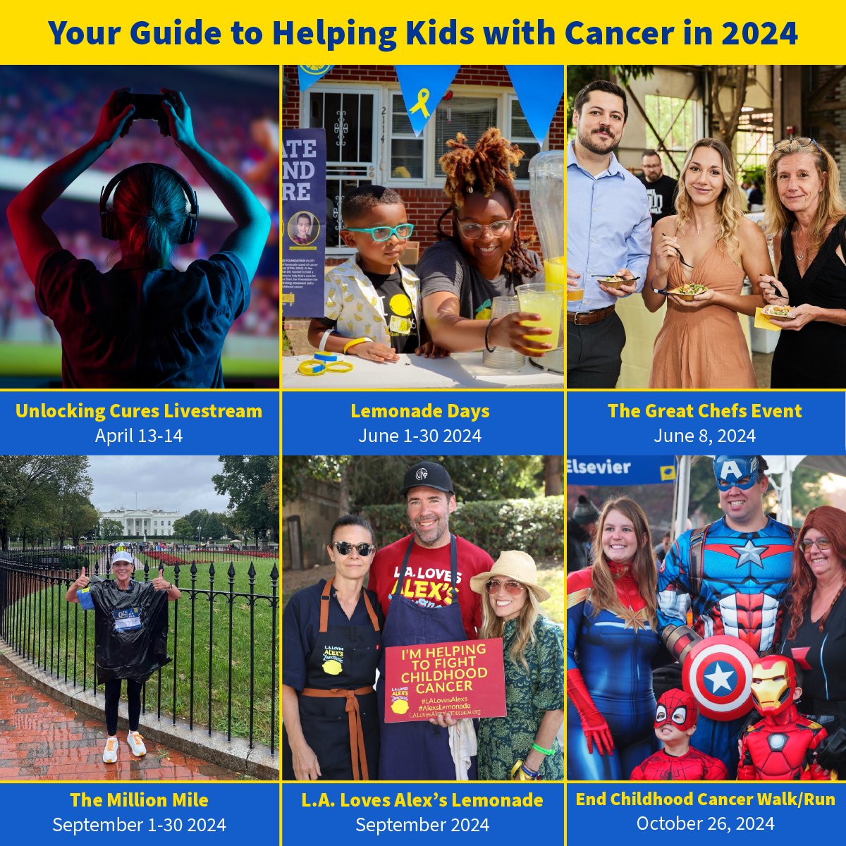 Help us fight childhood cancer in 2024 💪🎗️ Last year, Alex’s Lemonade Stand Foundation (ALSF) was able to award 120 new research grants, help more than 360 families travel to treatment and support over 1,750 siblings on the sideline while their brother or sister battled cancer.…