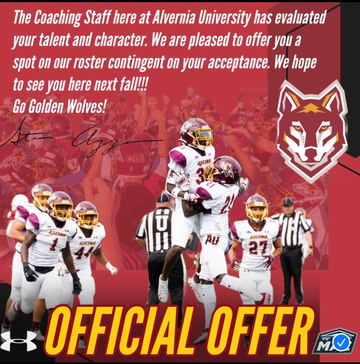 After a great visit i’m blessed to receive my 3rd offer to play at Alvernia
