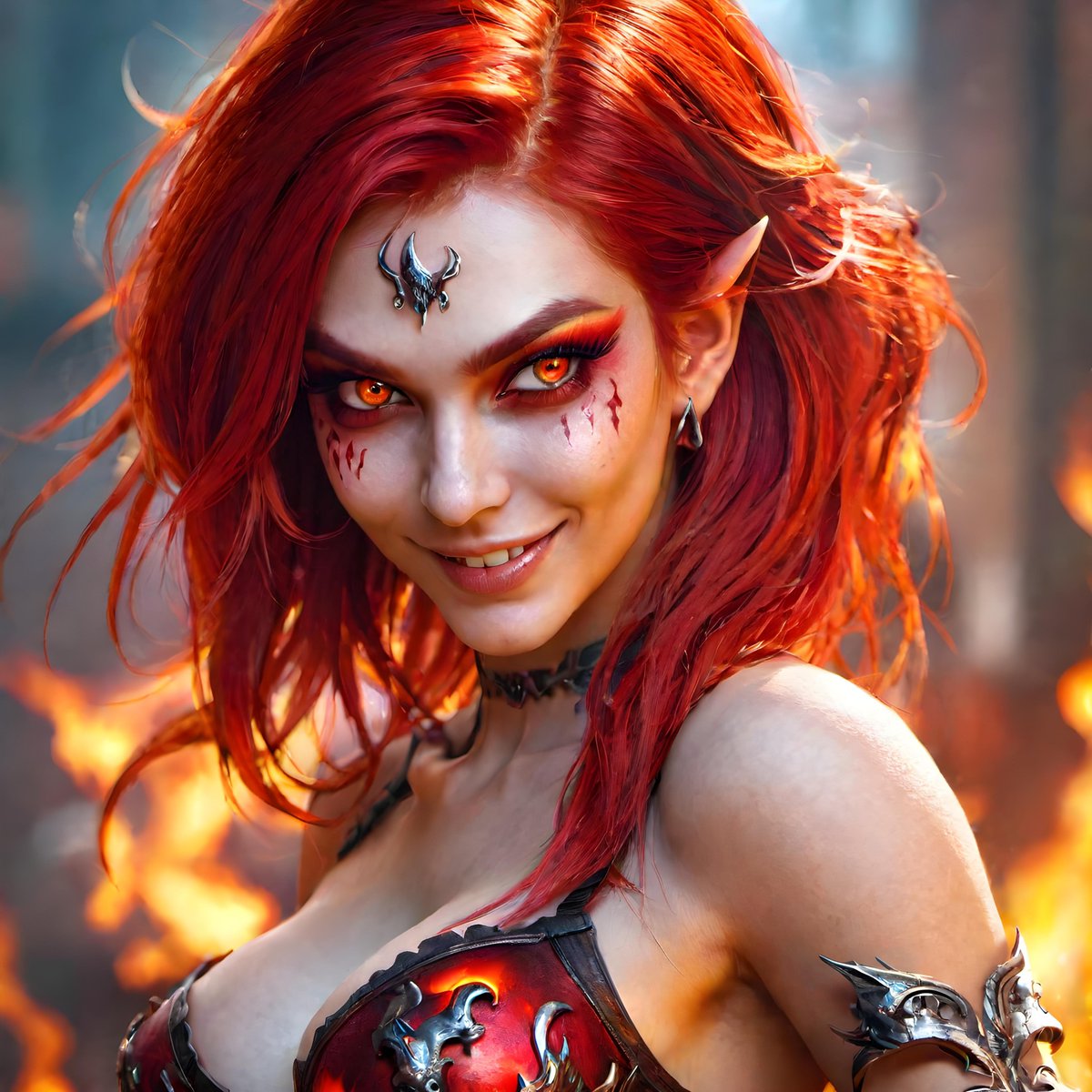 zero2zedGaming's tweet photo. Succubus Savour A Devilish Grin #succubus #demon #horns #demongirl #redhead #redeyes #devilish #devilishgrin #pointedears #ai #digitalart #art #artificialintelligence #aigenerated #generativeai #machinelearning #aiartwork #ai #aiartcommunity https://t.co/DDj988YsTv