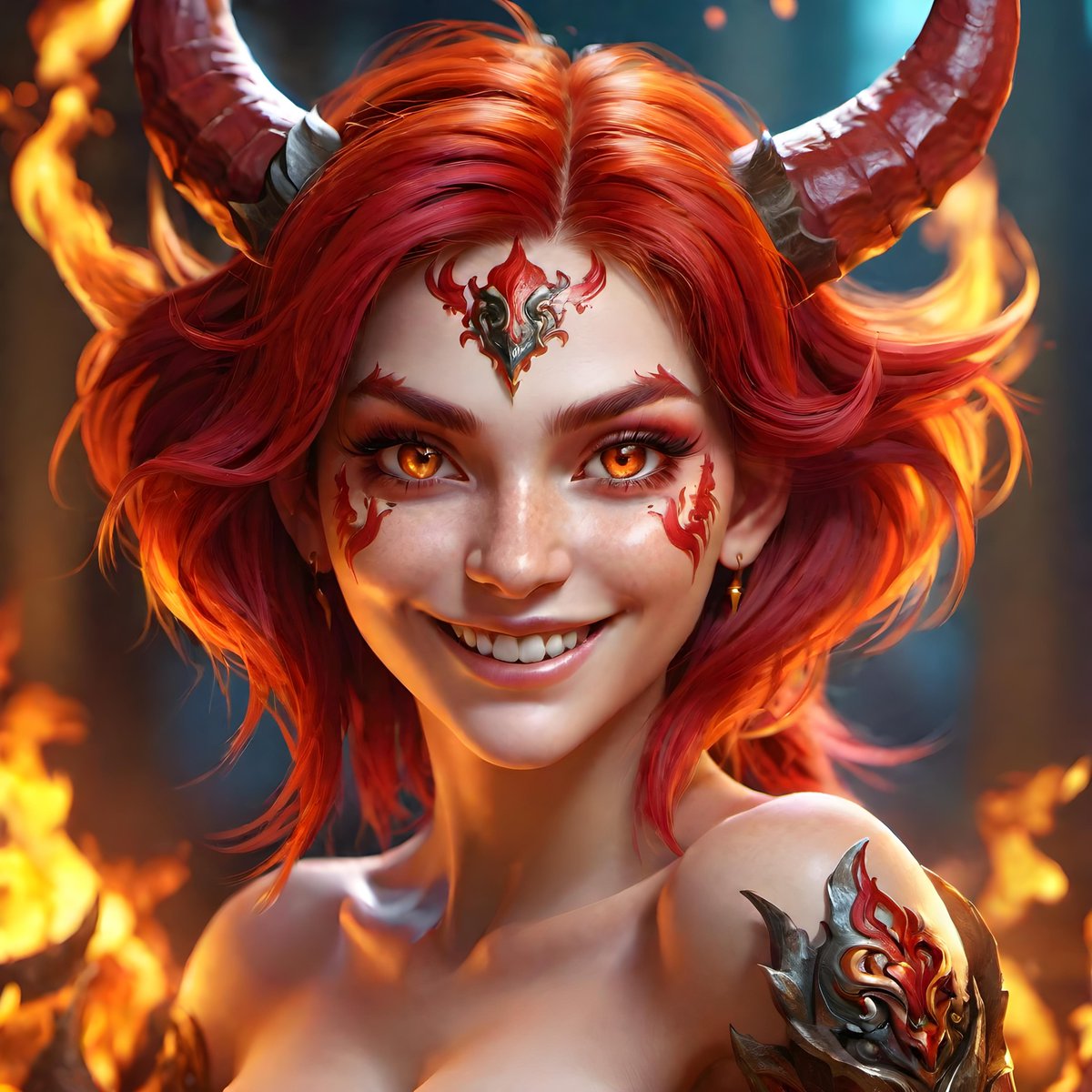 zero2zedGaming's tweet photo. Succubus Savour A Devilish Grin #succubus #demon #horns #demongirl #redhead #redeyes #devilish #devilishgrin #pointedears #ai #digitalart #art #artificialintelligence #aigenerated #generativeai #machinelearning #aiartwork #ai #aiartcommunity https://t.co/DDj988YsTv