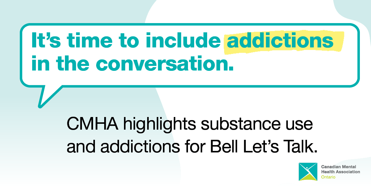 This year’s #BellLetsTalk is focused on creating real change for mental health. Real change means including addictions and substance use issues in the conversation. 🔗: ontario.cmha.ca/news/cmha-puts…