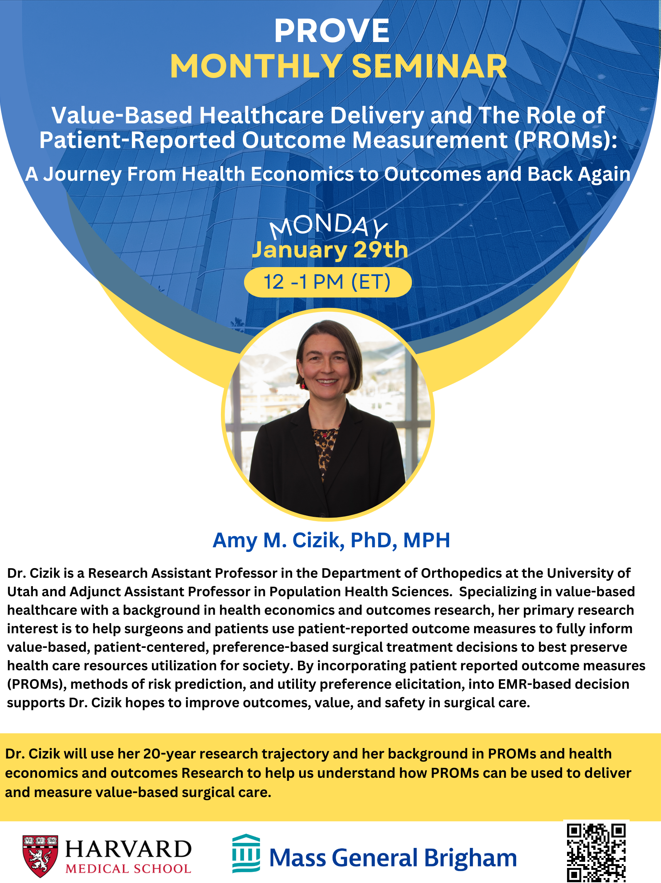 Welcoming all-rounder #HRQL #PRO researcher Dr. Amy Cizik @cizik_am at the January #PROVE Monthly Seminar. Join using this link -- partners.zoom.us/j/87138375466