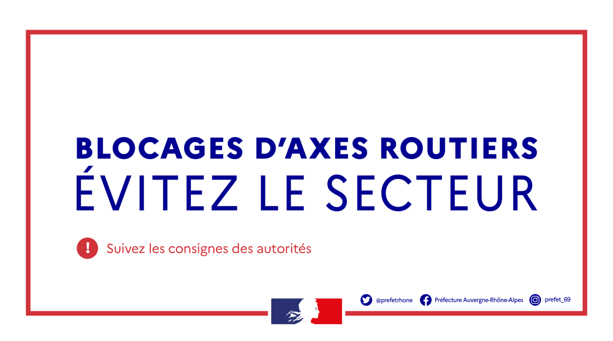 prefetrhone's tweet photo. ⚠️En raison des blocages routiers en cours, la circulation est coupée sur : 

➡l’A47 dans le secteur de Givors à partir de la sortie 9.3 (Lyon/StÉtienne) et de la sortie 11 (StÉtienne/Lyon). 

➡️la M6 entre la jonction avec l’A89 (Paris/Lyon) et la sortie 34 (Lyon/ Paris). https://t.co/hAnbURgVwb