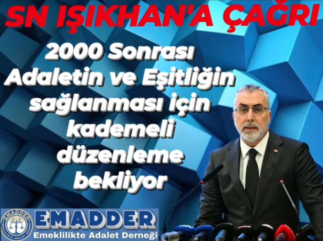 Adalet, eşitlik adına ve çalışma barışının geri gelmesi için 1 gün geç sgk girişine 17/20 yıl fazla çalışmak zorunda kalan 2000'lere kademeli emeklilik gelmelidir.
Kademe Anayasal hakkımızdır.
<a href="/RTErdogan/">Recep Tayyip Erdoğan</a>
<a href="/isikhanvedat/">Prof. Dr. Vedat Işıkhan</a>
<a href="/dbdevletbahceli/">Devlet Bahçeli</a>

#2000LerinSabrıTaşıyor