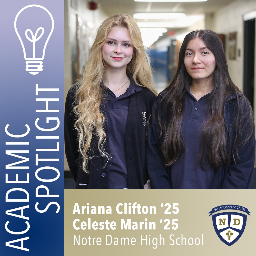 Ms. Medoff would like to shine this week's academic spotlight on Ariana Clifton '25 and Celeste Marin '25, specifically for their work on their theology midterm project! #AcademicSpotlight #LancerPride