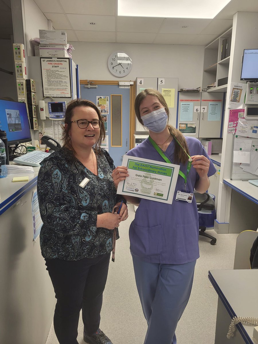 Congratulations to Gala one of our staff nurses who was nominated for a daisy award in General ICU @stjamesdublin 
It's fantastic to get the recognition from the patients and their families @Magnet4Europe @SJHDoN #patientfirst #SJHNursing #staffrecognition