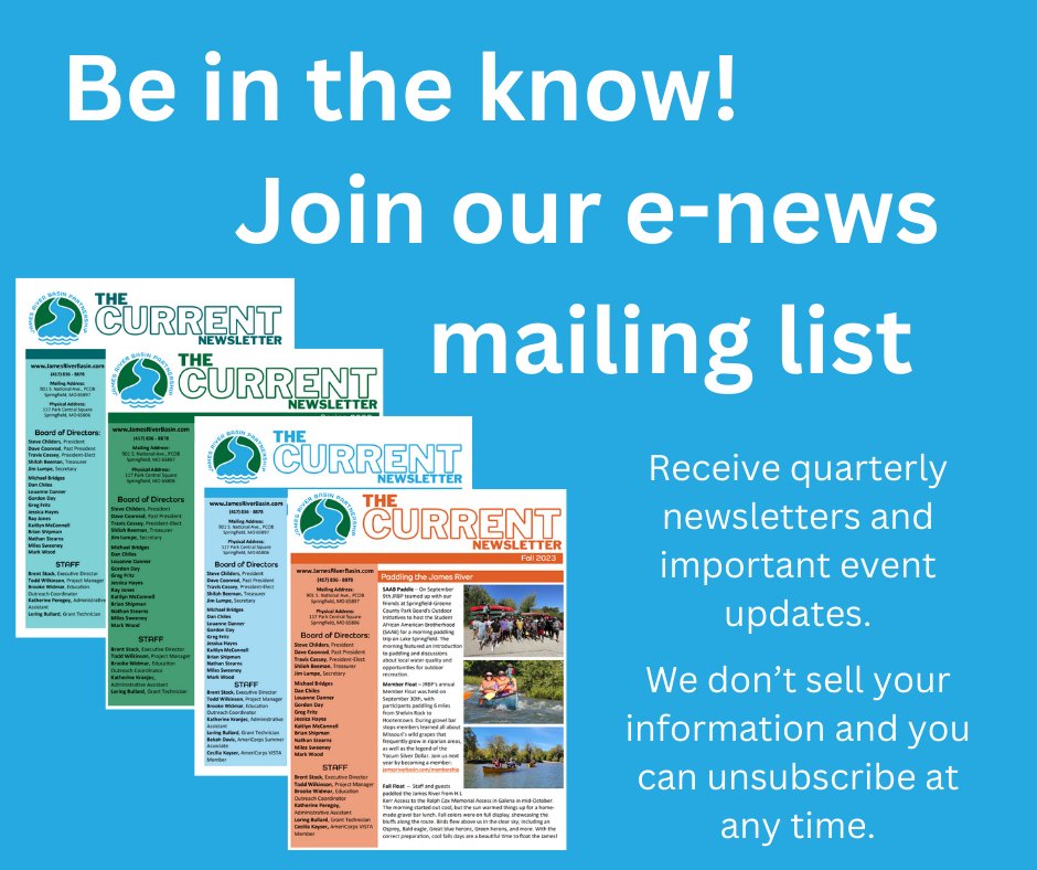 Jamesriverbasin's tweet photo. Join our e-news mailing list and be the first to receive our quarterly newsletter The Current! 
https://t.co/fxycKAzjwq

We will not sell your information and you can unsubscribe at any time. https://t.co/p2XVwRFefE