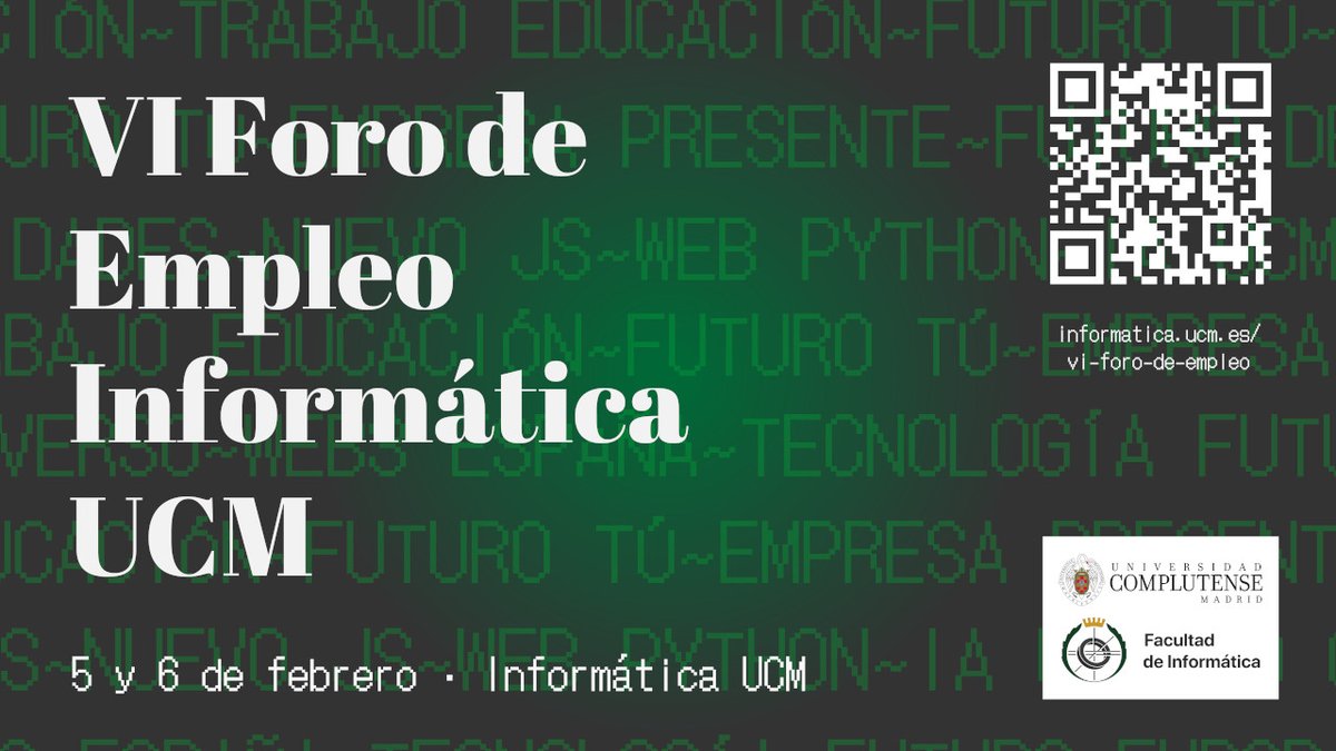 Ya falta menos para el VI Foro de Empleo de nuestro centro.
📆5-6 de febrero